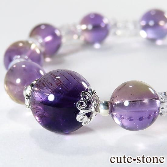 【藤色の雫】 バイカラーアメジスト アメトリン レインボームーンストーンのブレスレットの写真1 cute stone