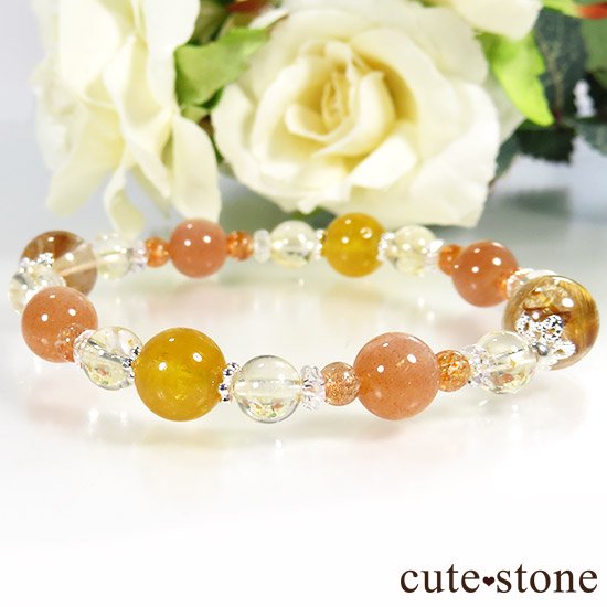 オレンジゴールドルチル ヘリオドール ムーンストーンのブレスレット【太陽のかけら】 - cute stone -