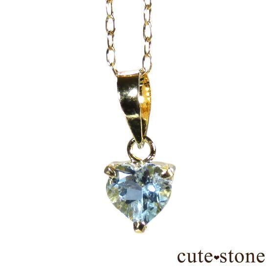 アクアマリンのハート K18製のペンダントトップの写真1 cute stone