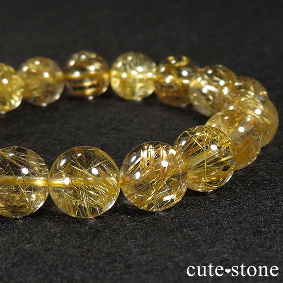 ゴールドルチルインクォーツ AAA+ シンプルブレスレット 10mmの写真1 cute stone