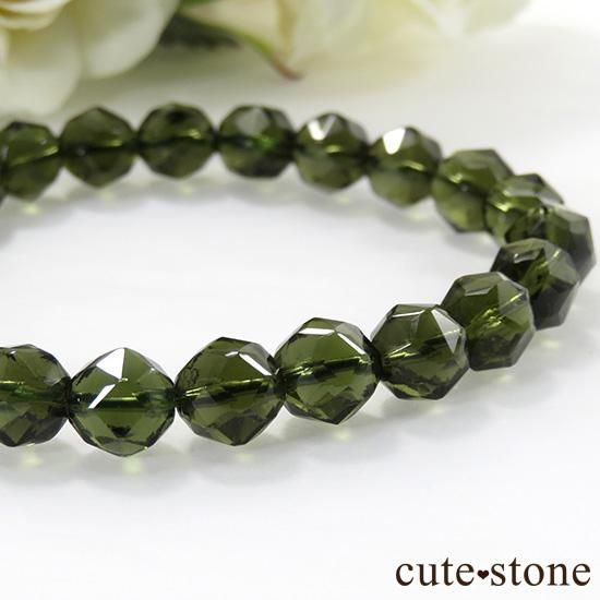 モルダバイト AAAAA スターカットのシンプルブレスレット 7〜8mmの写真2 cute stone