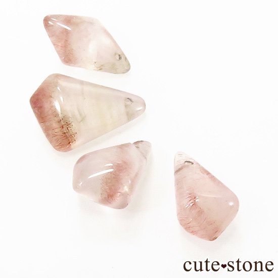 【粒売り】 カザフスタン産ストロベリークォーツ AA＋ ドロップ 4粒セットの画像 cute stone