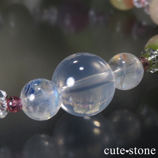 【雪月花】K2ムーンクォーツ レインボームーンストーン トルマリンのパワーストーンブレスレット - cute stone -