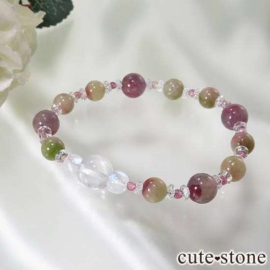 【雪月花】K2ムーンクォーツ レインボームーンストーン トルマリンのパワーストーンブレスレット - cute stone -