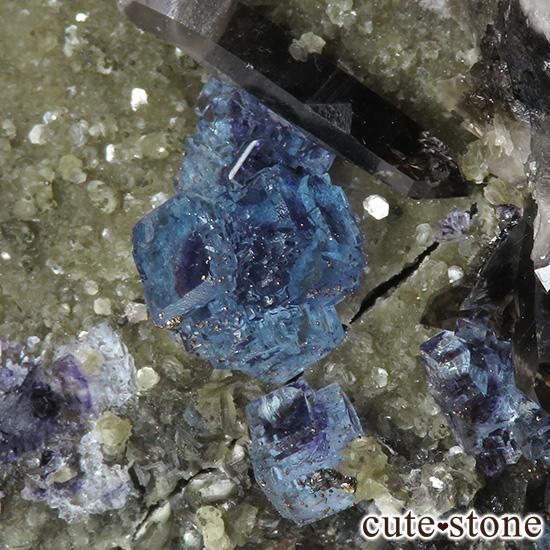 中国 湖南省産 ブルーフローライト＆モリオンの標本（原石）336g