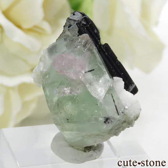 パキスタン スカルドゥ産 グリーンフローライト＆ピンクアパタイト＆ブラックトルマリン - cute stone -