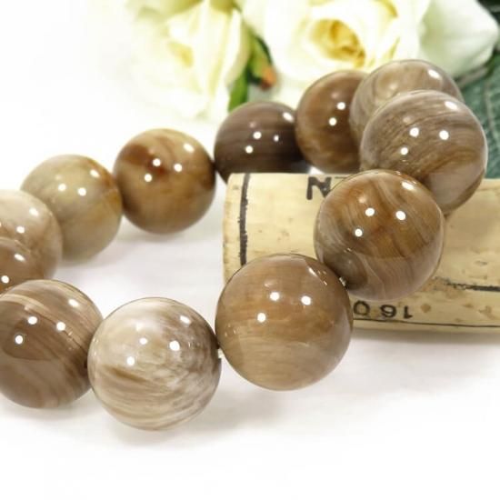 アリゾナ産 ペトリファイドウッド(珪化木)のブレスレット 16.3〜17mmの写真1 cute stone