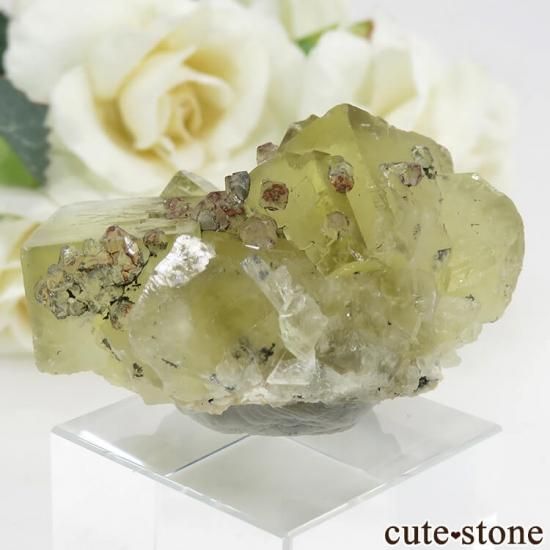 中国 湖南省産 イエローフローライト&水晶の原石 42gの写真1 cute stone