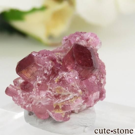ミャンマー モゴク産 ピンクトルマリンのクラスター(原石)4.3gの写真1 cute stone