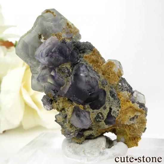 中国 福建省産 ブルー&グリーンフローライトの母岩付き結晶(原石)24gの写真1 cute stone