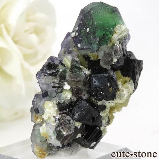 ナミビア エロンゴ産 グリーンフローライト&ブラックトルマリンの原石 27gの写真2 cute stone