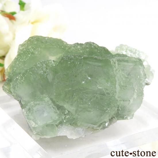 中国 貴州省産 グリーンフローライトの結晶(原石)106gの写真1 cute stone