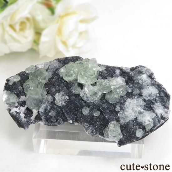 中国 福建省産 グリーンフローライトの母岩付き結晶（原石）45g - cute