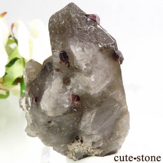 中国 福建省産 スモーキークォーツ＆スペサルティンガーネットの原石 64gの写真0 cute stone