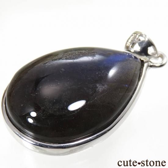 ブラックラブラドライトのドロップ型ペンダントトップ No.4の写真1 cute stone