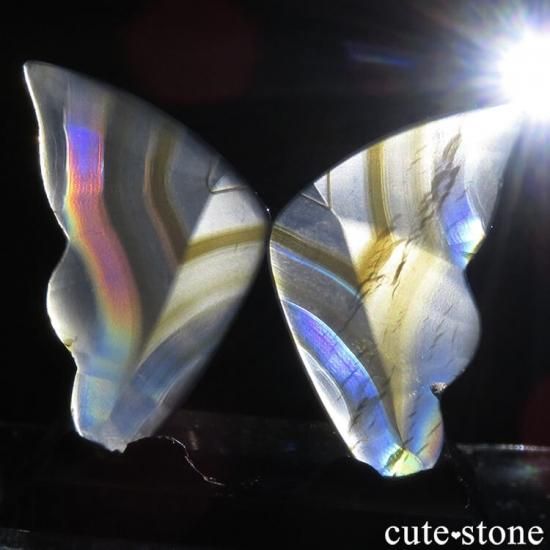 インドネシア産 アイリスアゲートの蝶 イリスアゲート バタフライ No 13 Cute Stone