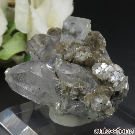 パキスタン Chumar Bakhoor産 アクアマリン＆モスコバイト＆ブラックトルマリンインクォーツの結晶（原石） 28.6gの写真2 cute stone