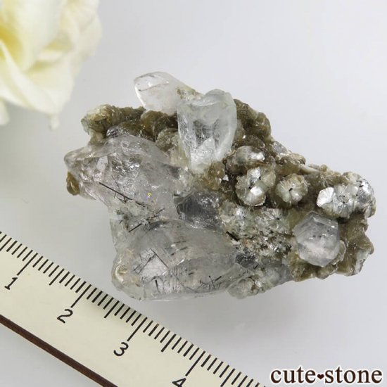 パキスタン Chumar Bakhoor産 アクアマリン＆モスコバイト＆ブラックトルマリンインクォーツの結晶（原石） 28.6gの写真5 cute stone