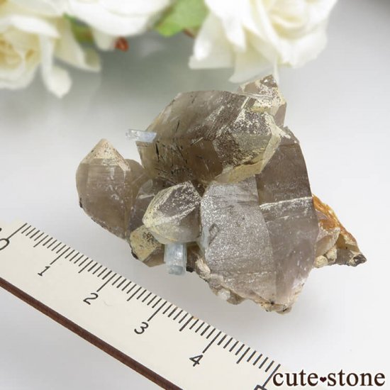 ナミビア エロンゴ産 アクアマリン&スモーキークォーツ＆ブラックトルマリンの結晶（原石）34.4g - cute stone -