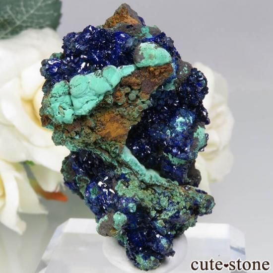 中国 安徽省 Liufengshan Mine産アズライト＆マラカイトの母岩付き原石