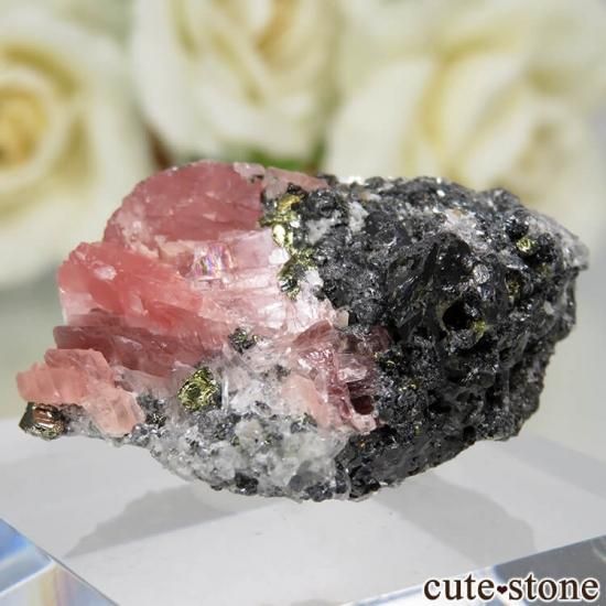 アメリカ コロラド州 Detroit City Mine産 ロードクロサイト&クォーツ&パイライトの原石 No.5の写真1 cute stone