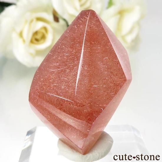 カザフスタン産 ストロベリークォーツ(苺水晶)のポリッシュ原石 No.4 - cute stone -