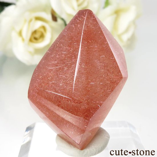 カザフスタン産 ストロベリークォーツ(苺水晶)のポリッシュ 原石 No.4の画像 cute stone