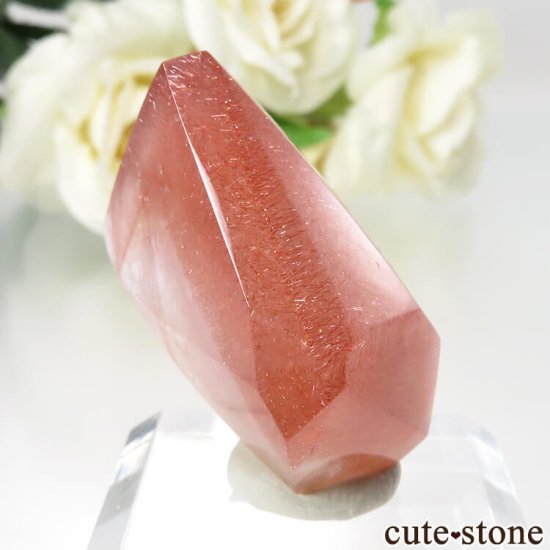 カザフスタン産 ストロベリークォーツ(苺水晶)のポリッシュ 原石 No.4の写真0 cute stone