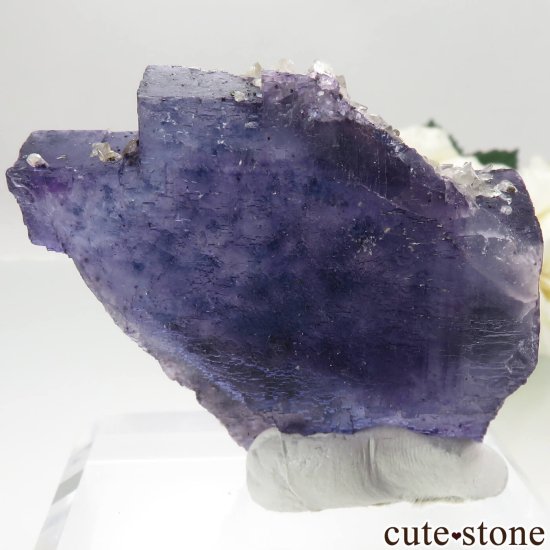 イリノイ州 Cave-in-Rock産 パープル×ブルーフローライト＆カルサイト＆バライトの原石 No.17の写真1 cute stone