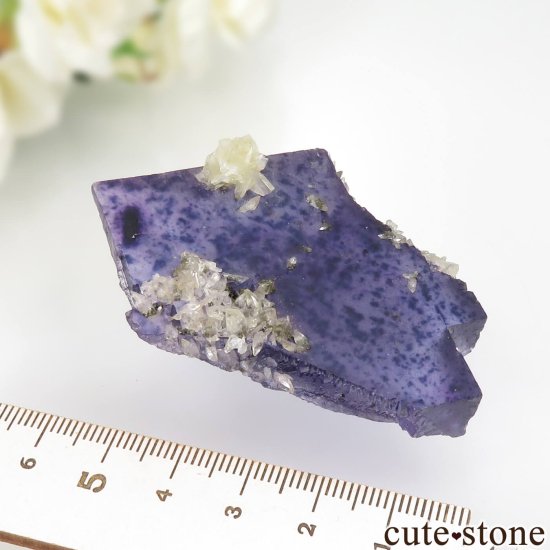 イリノイ州 Cave-in-Rock産 パープル×ブルーフローライト＆カルサイト＆バライトの原石 No.17の写真6 cute stone