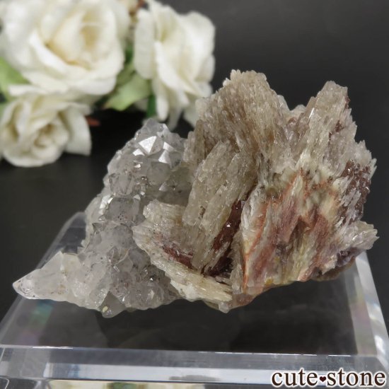 モロッコ El Hammam Mine産 イエロー×ブルーフローライト＆クォーツ＆バライトの原石 No.5の写真1 cute stone