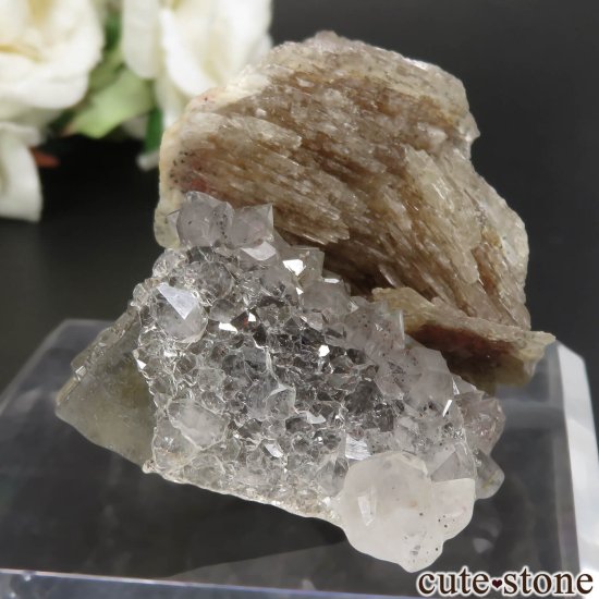 モロッコ El Hammam Mine産 イエロー×ブルーフローライト＆クォーツ＆バライトの原石 No.5の写真2 cute stone