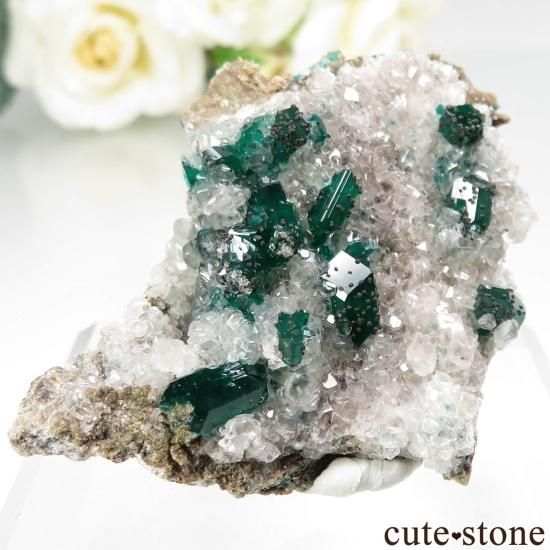 ダイオプテーズ ウィレマイト 共生 F13 鉱物 標本 原石 コンゴ産 ダイオプテーズ | 鉱物標本,タ行,ダイオプテーズ/翠銅鉱