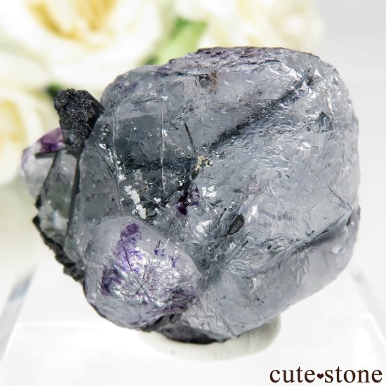 ナミビア エロンゴ産 グリーン×パープル×ブルーフローライト＆ブラックトルマリンの原石 No.15 - cute stone -