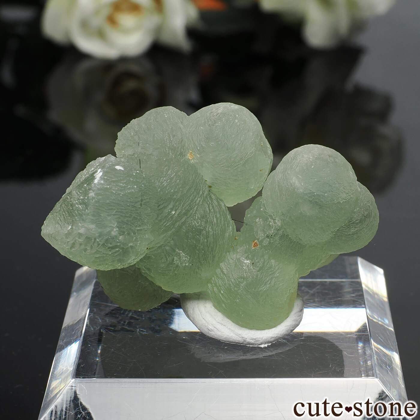 プレナイト×エピトード　鉱物標本　マリ マリ産 プレナイト＆エピドートの原石（鉱物標本）28g - cute