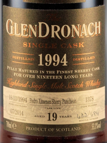 グレンドロナック 19年 1994 PXシェリーパンチョン 53.1度
