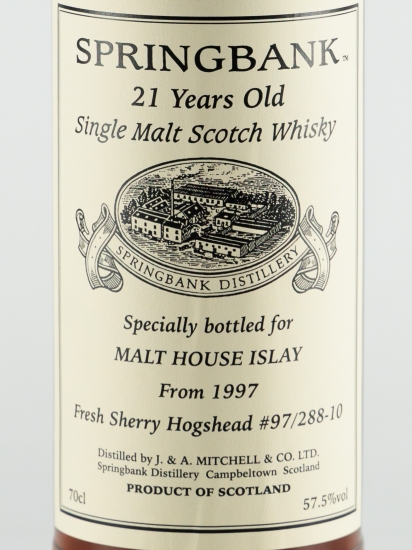 スプリングバンク 21年 1997 for MALT HOUSE ISLAY 57.5度 スプリングバンク 21年 1997 for MALT HOUSE ISLAY 57.5度