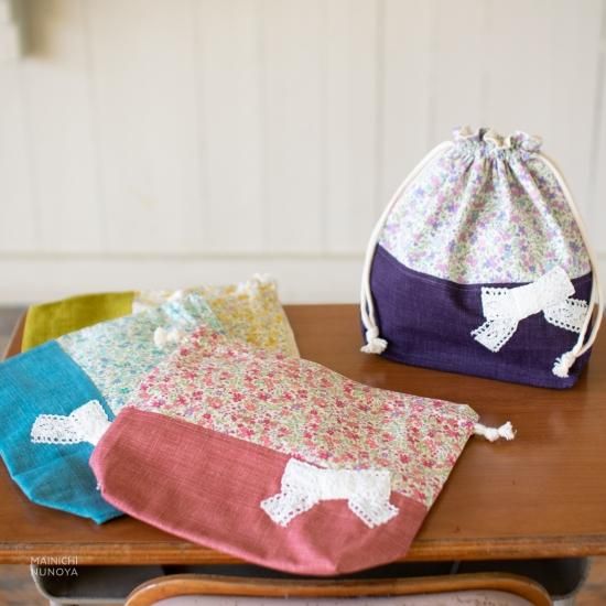 オーダー品】お弁当袋無地ブラックストライプ柄ちがい