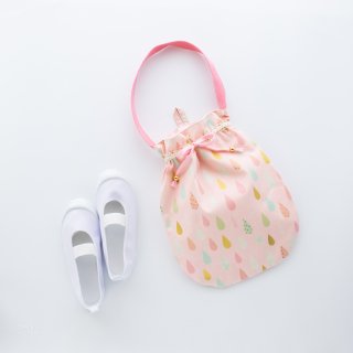 雫《drop》のワンハンドルバッグ・中　(上靴袋）：ピンクの商品画像