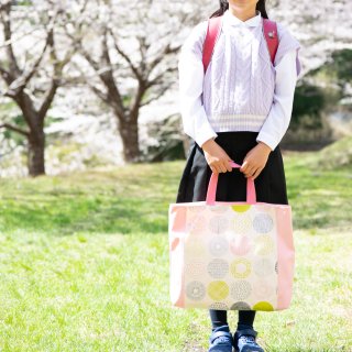 春待ちカラーのレッスンバッグ（大サイズ）：さくら色　｜サイズ変更対応の商品画像