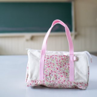 初めてのお泊りバッグ：花柄ボストンバッグ（ピンク）の商品画像