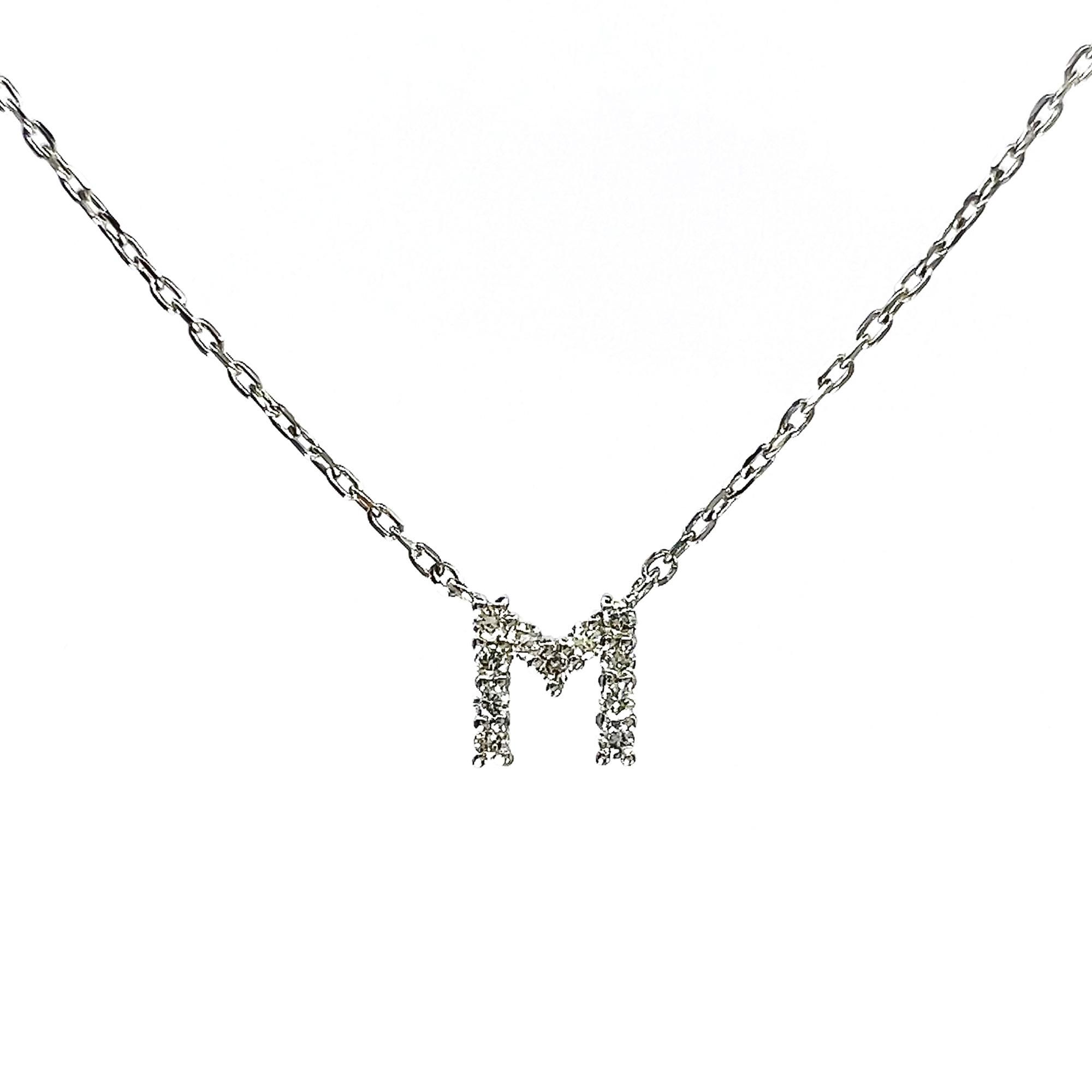 Pt850 プラチナ イニシャルMダイヤモンドネックレス 0.05ct 40cm Pt850 プラチナ イニシャルMダイヤモンドネックレス 0.05ct 40cm