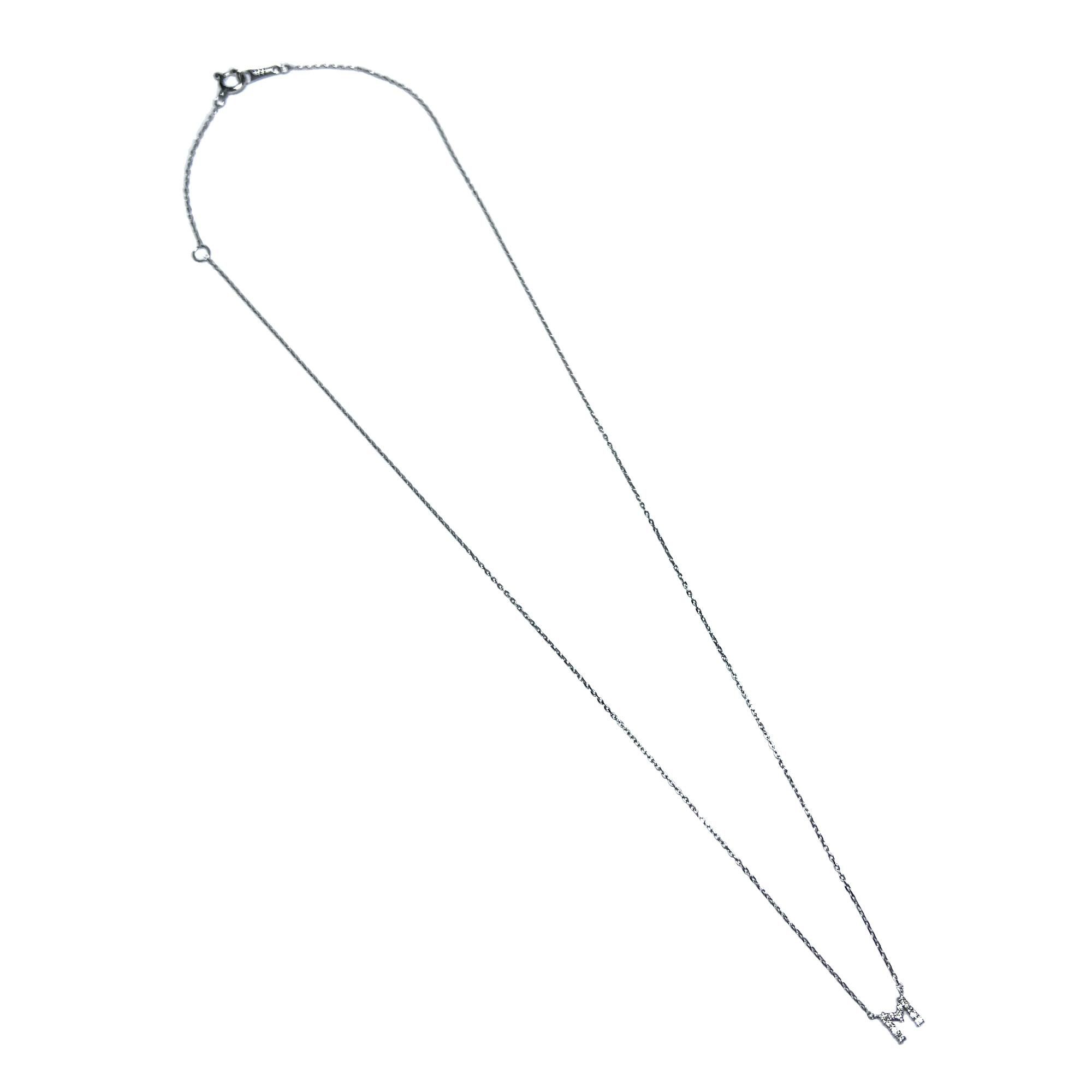 Pt850 プラチナ イニシャルMダイヤモンドネックレス 0.05ct 40cm Pt850 プラチナ イニシャルMダイヤモンドネックレス 0.05ct 40cm