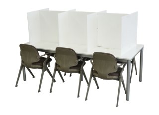 【短納期・1枚】卓上 簡易 パーテーション 6人用 プラダン製 食堂 フリーデスク（白色）
