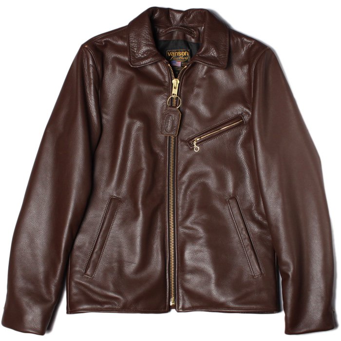 VANSON ENF SLIM FITTED SOFT COW LEATHER - BROWN バンソン シングル ...