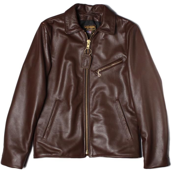 VANSON ENF SLIM FITTED SOFT COW LEATHER - BROWN バンソン シングル ...