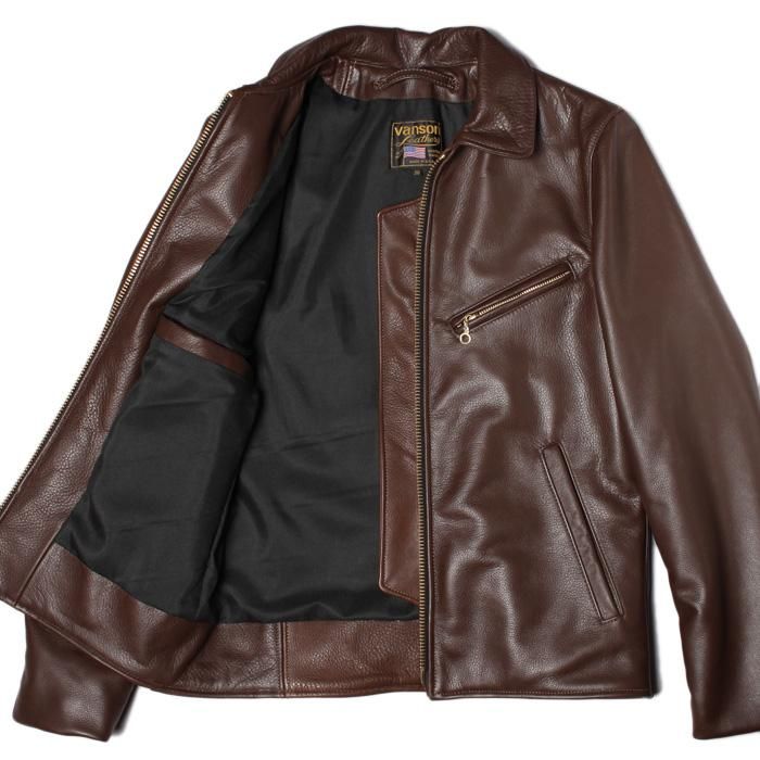 VANSON ENF SLIM FITTED SOFT COW LEATHER - BROWN