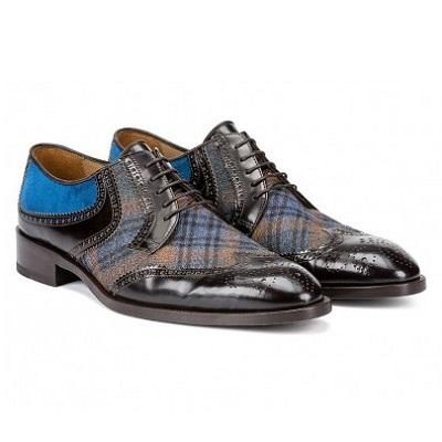 即日発送】ETRO エトロ チェック ウイングチップレザー シューズ
