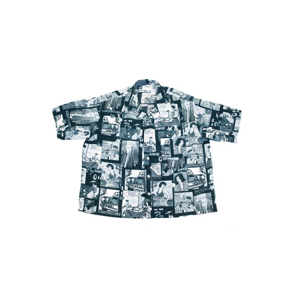 【H-SH037】Amecomi print opencollar short sleeves shirt