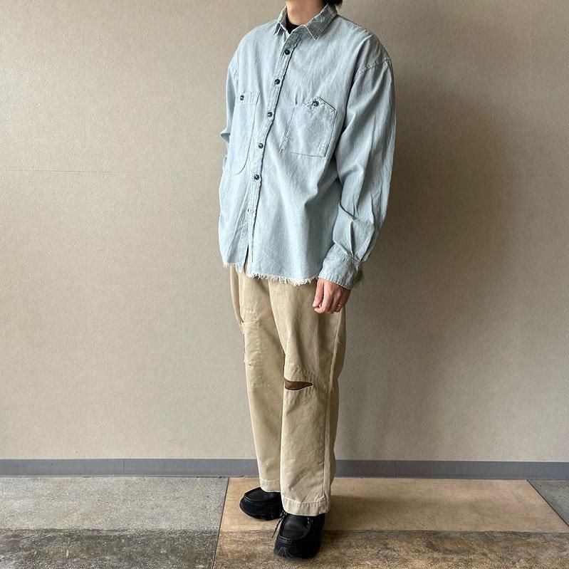 Chambray big pocket work shirt (Used wash) - H.UNIT